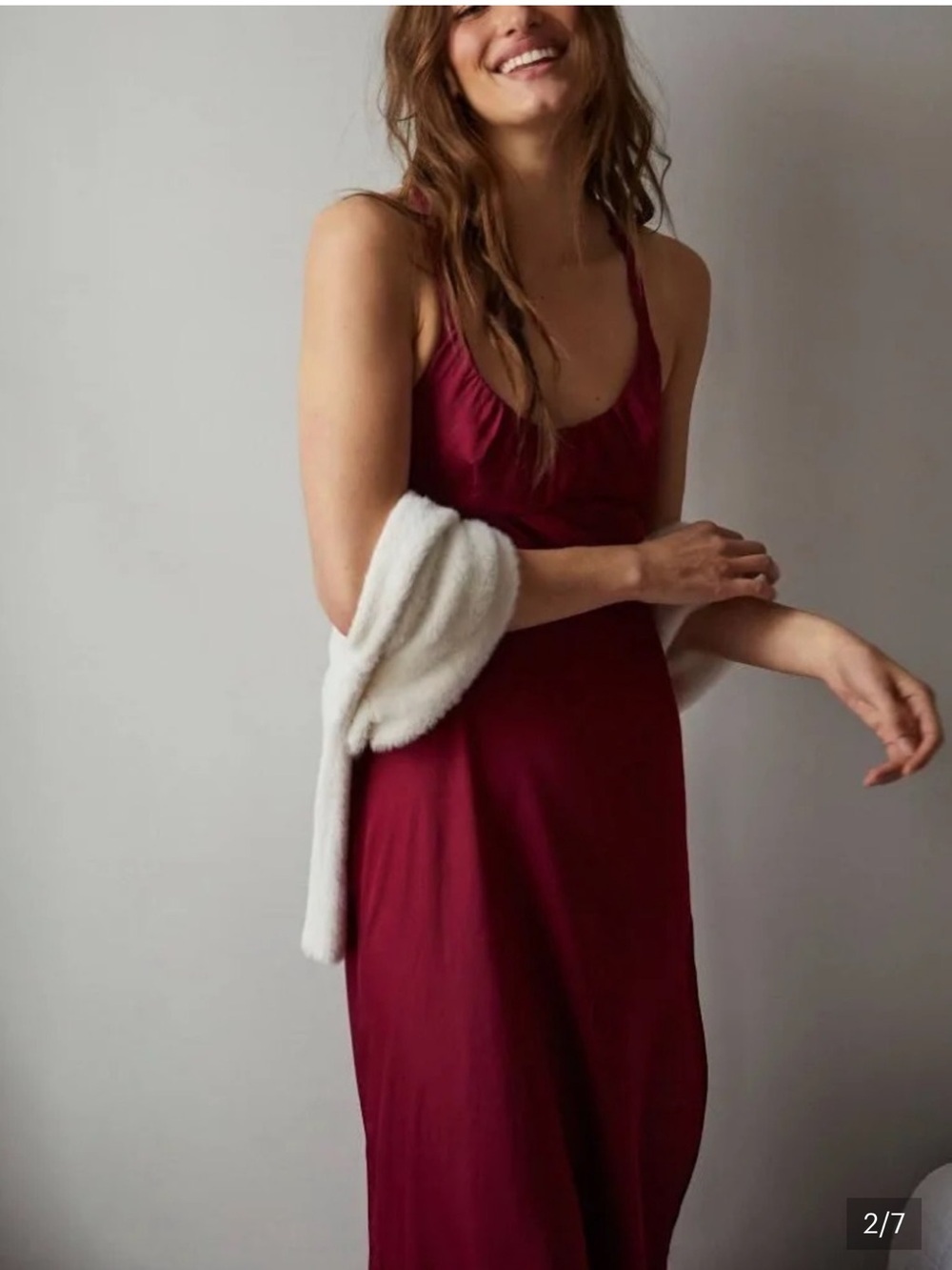 Intimately free / free people Women’s Halter Maxi Dress Berry women L Y2K silky